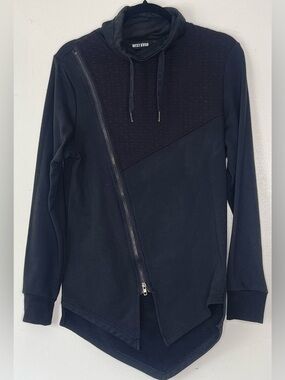 West KVSH urban street wear size small hoodie neck long sleeve with zipper down